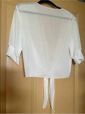 Women’s White Tie-Back Sheer Top (Also available in Red & Black)